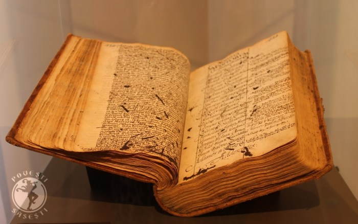 Carte matricolă școlară, Sibiu/Hermannstadt, 1598, expusă la Casa Teutsch, Muzeul Bisericii Evanghelice, Sibiu