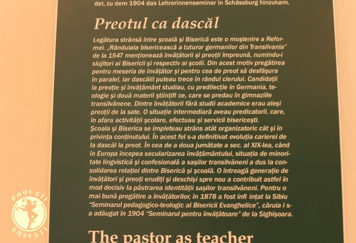 Panou explicativ de la Muzeul Bisericii Evanghelice, Sibiu.