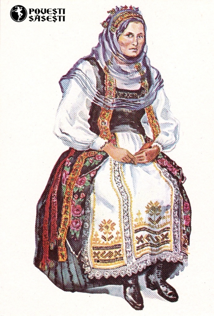 Săsoaică în costum de sărbătoare din Ticușu Vechi/Deutschtekes (Brașov), Acuarelă 1970, Juliana Fabritius-Dancu