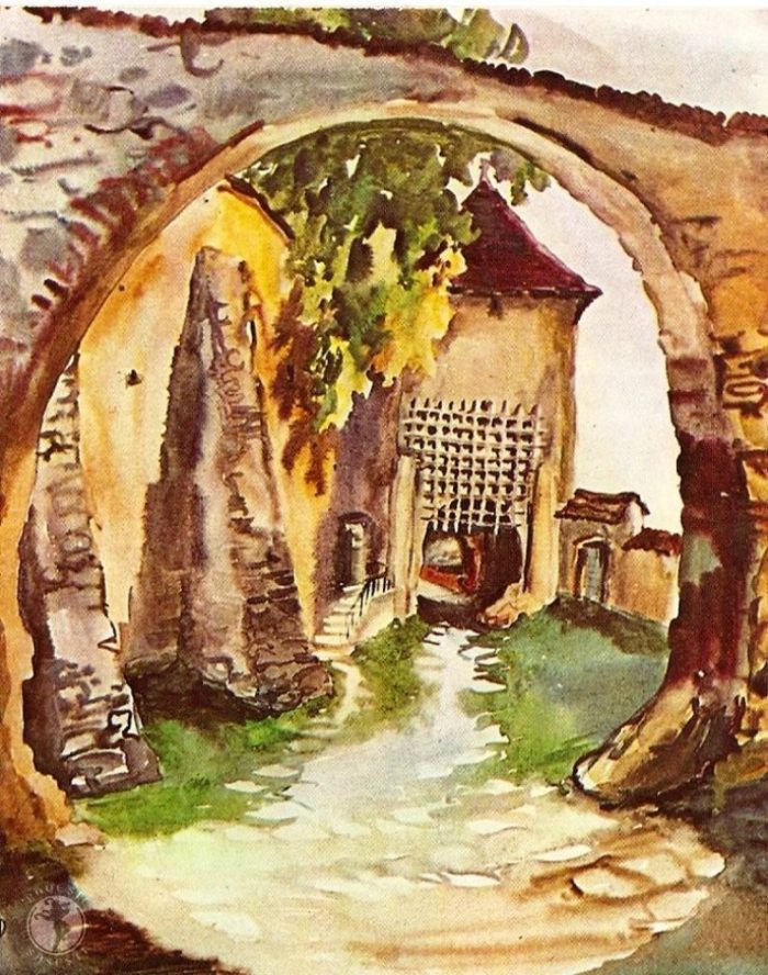 Hosman-Holzmengen, jud.Sibiu, acuarela de Juliana Fabritius-Dancu,1968.